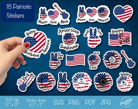 patriotic stickers svg bundle printable planner sticker sheet etsy