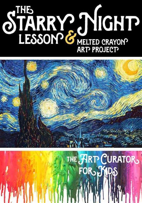 Starry Night Lesson and Melted Crayon Art Project | Crayon art, Starry