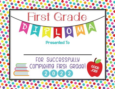 Printable First Grade Diploma 2022 Pdf File Only School Etsy Nederland