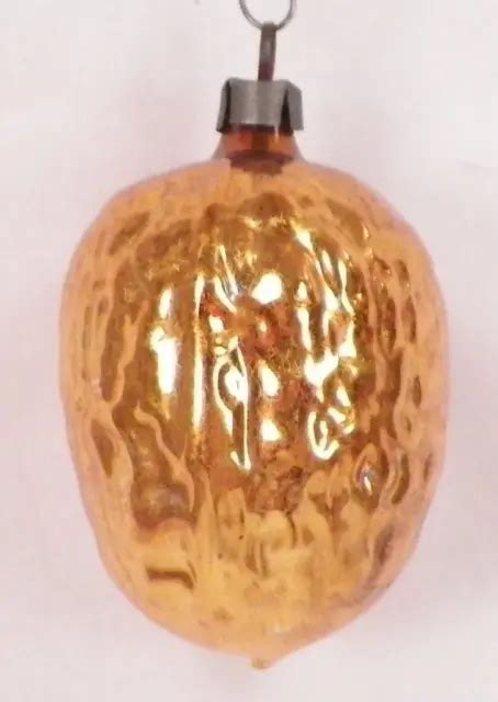 Christmas Ornament Mercury Glass Walnut Gold Blown Figural Germany Antique Picclick