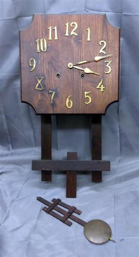We Are Selling A Nice Antique Wooden Mission Era Handging Wall Clock The Clock Is Made Of Oak