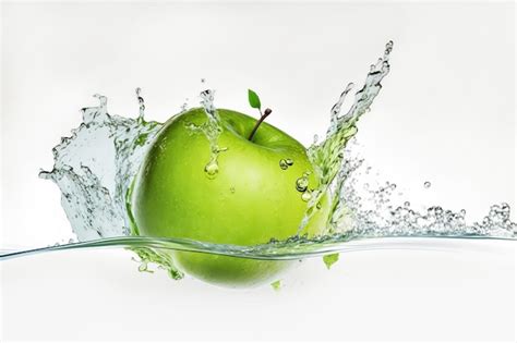 Premium Photo Green Apple And Splash
