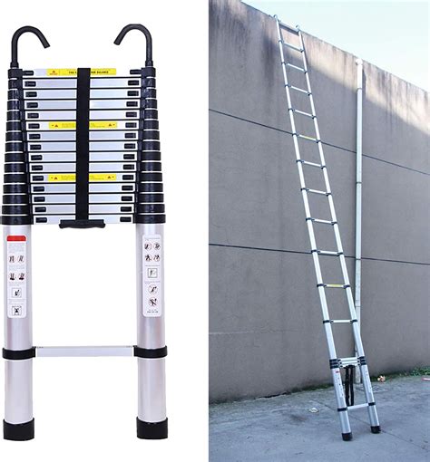 6 2m Aluminum Telescoping Ladder One Button Retraction Extension Ladder