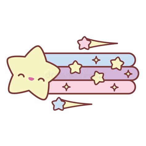 Kawaii Vector Illustration Of Cute Happy Star Clipart Cartoon Rainbow