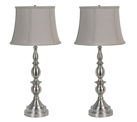 Grandview Gallery Metal Table Lamp With Brushed Nickel Finish And Linen