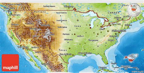 Physical 3d Map Of United States