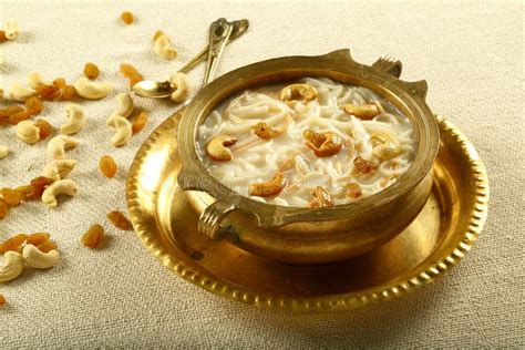 Homemade Semiya Payasam Served In Brass Bowl Stock Photo Image Of