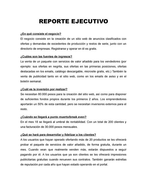 Ejemplo De Reporte Ejecutivo Reporte Ejecutivo ¿en Qué Consiste El