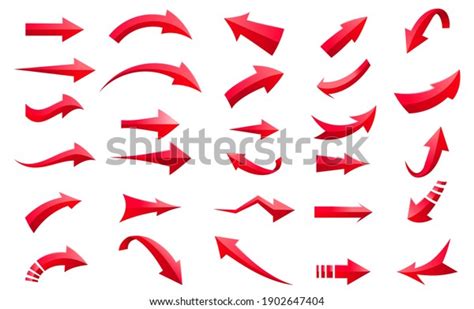 Collection Different Red Arrows On White Stock Vector Royalty Free