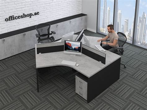 Cherry 3 Person Workstation Office Furniture Shop