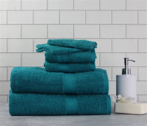 Mainstays Basic Bath Collection 6 Piece Towel Set Turquoise 2 Bath
