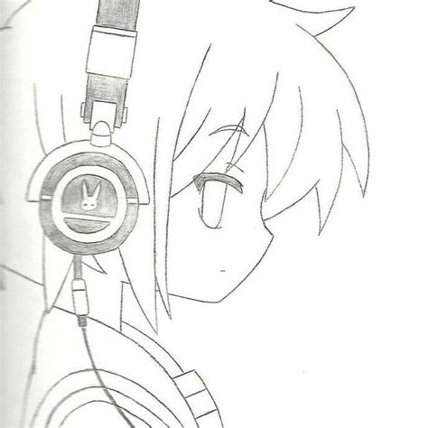 Download 33 Sketch Of Anime Girl With Headphones