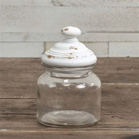 This time i challenged myself to work with wood! Glass Canister With Aged White Wood Lid | Glass canisters ...