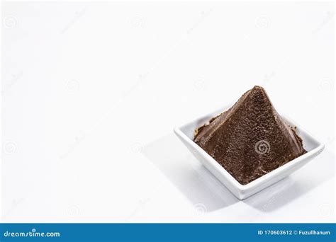 Dark Brown Miso Paste Isolated On White Background Traditional