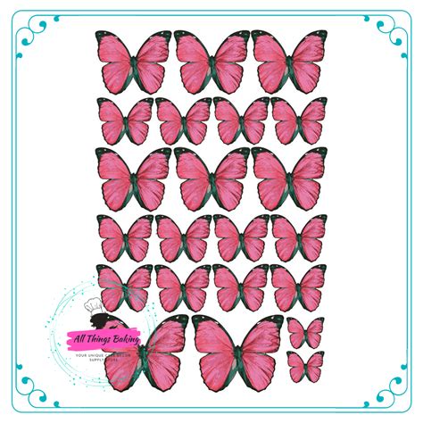 Wafer Paper Butterflies Vivid Pink Pack Of 22 All Things Baking