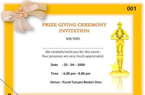 Pusat Tuisyen Bestari Ilmu Prize Giving Ceremony Invitation
