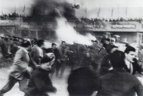Large pieces of debris flew into the crowd, killing 83 spectators and french driver pierre levegh, and injuring nearly 180 more. The Limit: Le Mans 1955: The Moment of Impact