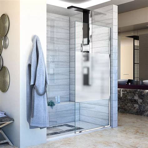 dreamline linea single panel shower screen 34 inch w x 72 inch h frosted privacy band gla