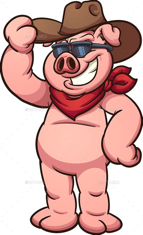 Cowboy Pig Vectors Graphicriver
