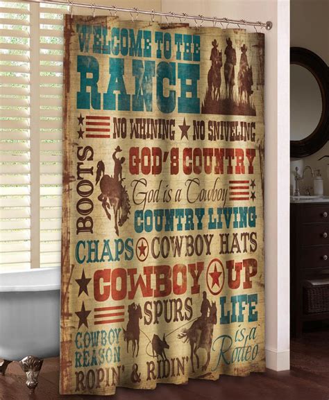 There are so many fun accessories you can add to the bathroom that allows you to make it a. Welcome to the Ranch Shower Curtain | Western bathrooms ...