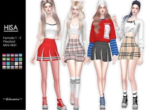 Hisa Pleated Mini Skirt By Helsoseira At Tsr Lana Cc Finds