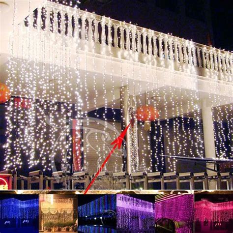 Waterfall Outdoor 6m X 3m 600 Led Fairy String Curtain Light Christmas