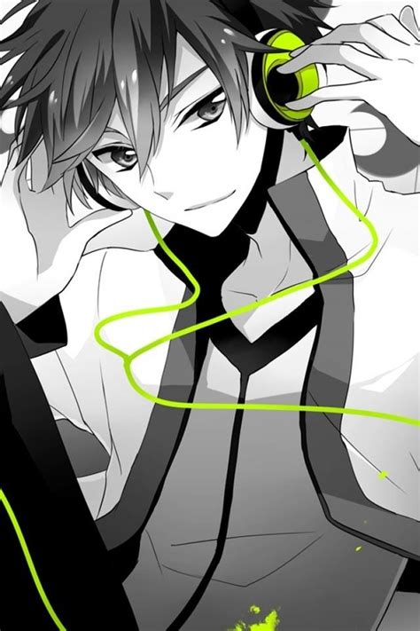 Handsome Black Hair Anime Boy With Headphones Comprazer Wallpaper