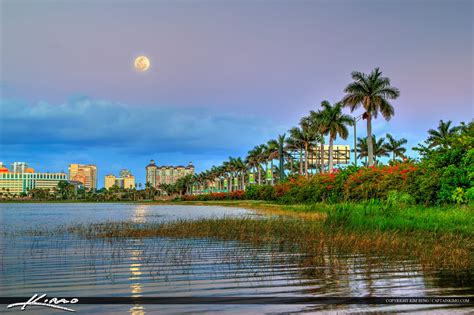 Moonrise Over West Palm Beach Skyline Hdr Photography By Captain Kimo