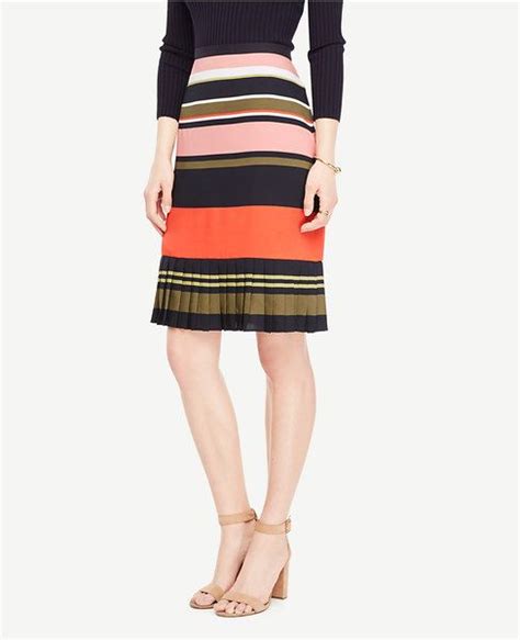 Fluted Striped Skirt Ann Taylor Clothes Design Skirt Fashion Cute