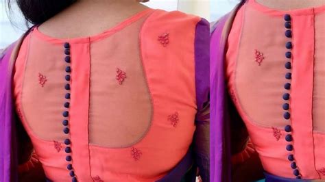 trendy boat neck blouse back netted design cutting and stitching for beginners తెలుగులో youtube