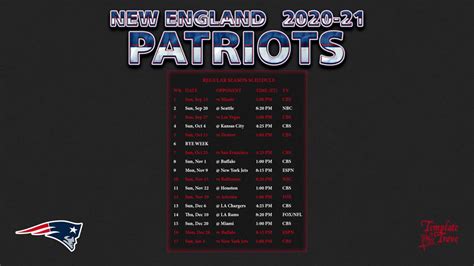 Patriots Schedule 2021 202221 Printable