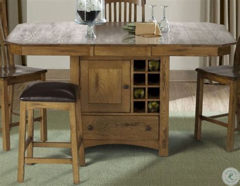 Laurelhurst 66 Rustic Oak Extendable Rectangular Counter Height Dining