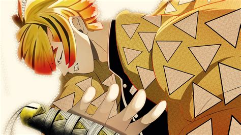 Demon Slayer Zenitsu Agatsuma With Yellow Hair And Wearing Yellow Dress