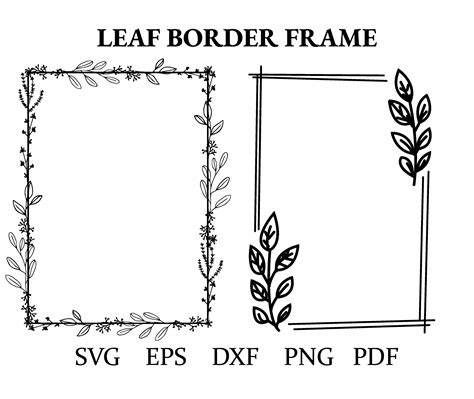 Leaf Border Svg Floral Frame Pdf Rectangle Frame Wedding Border Png Dxf