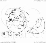 Easter Bunny Outline Cute Coloring Broken Egg Shell Illustration Drawing Royalty Clip Vector Pushkin Getdrawings Clipart sketch template