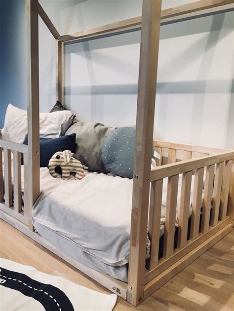 Making it simple for your kids to climb into each bunk with ease, due to its low floor design. Toddler bed Play house bed frame Children bed Bunk bed Home bed Wood house Floor bed Teepee bed ...