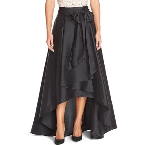 2016 Black High Low Taffeta Skirts With Chic Bows Chic Invisible Zipper