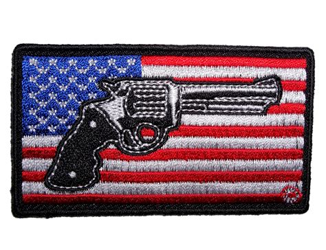 Patriotic American Flag Pistol Embroidered Biker Patch Leather Supreme