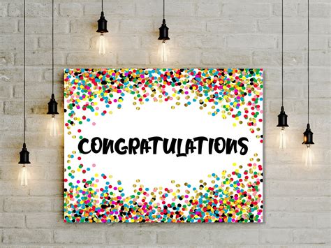 Congratulations Poster Printable Confetti Graduation Or Etsy