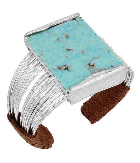 Robert Lee Morris Soho Turquoise Suede Multi Row Cuff Bracelet