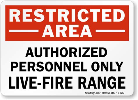 Restricted Area Authorized Personnel Only Fire Range Sign Sku S 7717