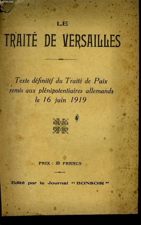 Le Traité De Versailles Collectif
