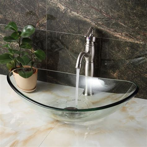 Elite Tempered Glass Oval Vessel Bathroom Sink And Reviews Wayfair