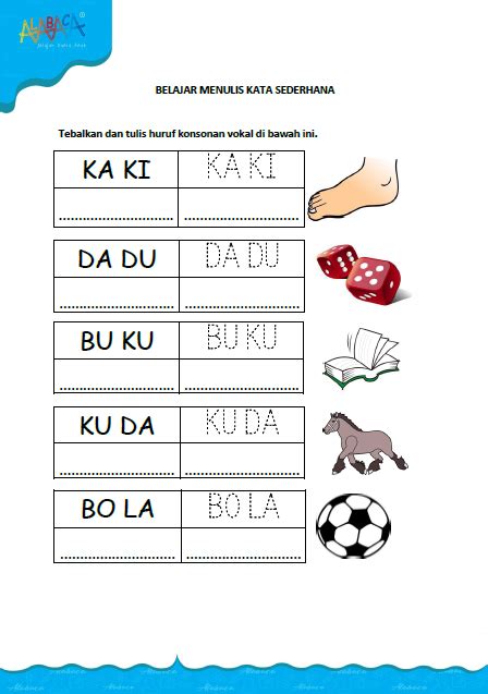 Lembar Latihan Menulis Belajar Menulis Soal Membaca Untuk BF