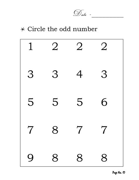 Circle The Odd Numbers Worksheet