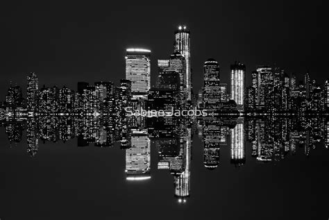 New York City Skyline In Black And White New York City Usa By