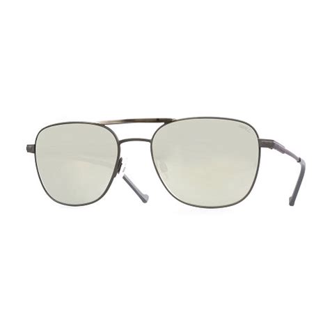 helios 10676s rectangle pilot sunglasses grey horn mirrored silver lens