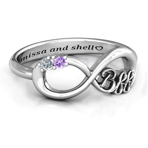 Sterling Silver Bff Friendship Infinity Ring With 2 7 Stones Best