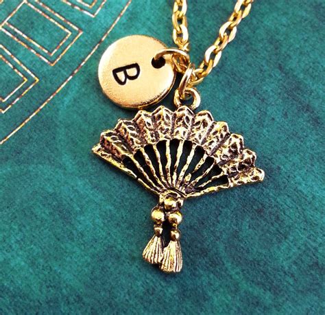 Hand Fan Necklace Gold Fan Charm Personalized Necklace Etsy Ireland