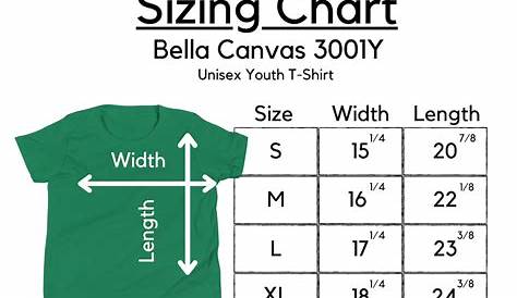 Bella Canvas Youth 3001Y Size Chart Bella Canvas 3001 Kids | Etsy